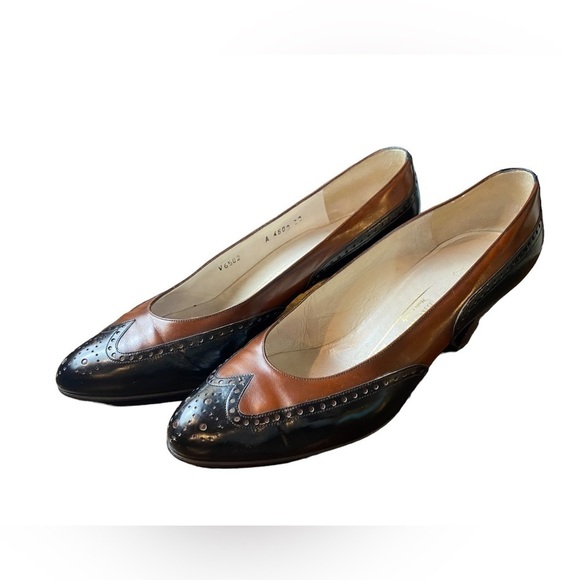 Bruno Magli Brown Black Oxford Pumps Women's Size 38 - US 7 - Picture 1 of 11